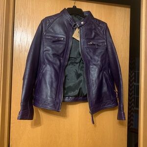 Purple Leather Women's Jacket